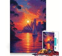 Puzzle de 1000 pièces représentant Un Coucher de Soleil sur Un voilier, pour Adultes Jeu intellectuel, Divertissement apaisant, découpe précise, Cadeau de Noël (38x52cm)