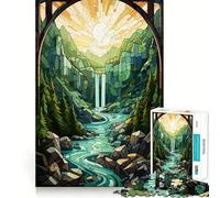 Puzzle de 1000 pièces représentant Un Coucher de Soleil sur Une Cascade Jeu de Concentration mentale Découpe de précision Bords Lisses Activité captivante pour des soirées tranquilles (50x75cm)