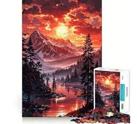 Puzzle de 1000 pièces représentant Un Coucher de Soleil sur Une Montagne avec Un Chalet idéal pour Les Adolescents Un Cadeau touchant Un Jeu d'enfant pour développer sa mémoire et se détendre