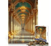 Puzzle de 1000 pièces représentant Un Couloir Opulent avec des colonnes dorées, idéal pour Les Adolescents, pour stimuler la mémoire, Jouer à l'intérieur et Offrir en Cadeau (38x52cm)