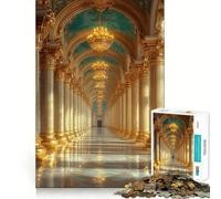 Puzzle de 1000 pièces représentant Un Couloir Opulent avec des colonnes dorées, idéal pour Les Adolescents, pour stimuler la mémoire, Jouer à l'intérieur et Offrir en Cadeau (38x52cm)