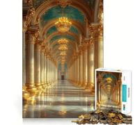 Puzzle de 1000 pièces représentant Un Couloir Opulent avec des colonnes dorées, idéal pour Les Adolescents Jeu de logique Robuste, Silencieux et aux Bords Nets Cadeau élégant (50x75cm)
