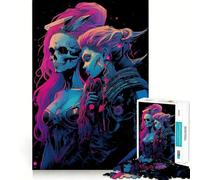 Puzzle de 1000 pièces représentant Un Couple de crânes, idéal pour Les Adolescents Un Jouet Intelligent et Amusant, Parfait comme Cadeau de Noël 38x52cm