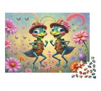 Puzzle de 1000 pièces représentant Un Couple de Crickets de Dessin animé. Deux lézards Dansant, Jeu éducatif pour Adultes, Belle décoration, défi Difficile, idéal pour Un Anniversaire. 38 x 26 cm