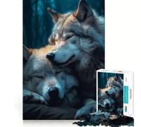 Puzzle de 1000 pièces représentant Un Couple de Loups endormis Jeu de réflexion Amusant et Stimulant la Concentration grâce à Une Technologie de découpe Laser avancée Idéal pour Les Voyages (38x52cm)