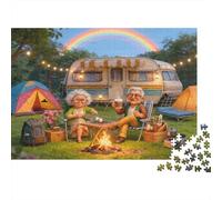 Puzzle de 1000 pièces représentant Un Couple de retraités en Camping. Jeu éducatif pour Adultes. Décoration élégante et stimulante.Anniversaire. Dimensions : 70 x 50 cm. Cadeaucouple de retraités.