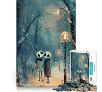 Puzzle de 1000 pièces représentant Un Couple de squelettes en Promenade hivernale, idéal pour Adultes Stimule la mémoire, réduit Le Stress, Bords Lisses, Cadeau touchant 38x26cm