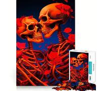 Puzzle de 1000 pièces représentant Un Couple de squelettes enlacés, idéal pour Les Adolescents Jeu de réflexion et Anti-Stress Découpe Nette Liste de souhaits du Père Noël 38x52cm