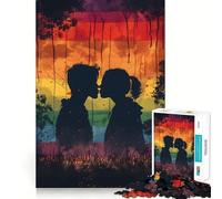 Puzzle de 1000 pièces représentant Un Couple Qui s'embrasse, idéal pour Les Adolescents Un Jeu Intelligent pour Partager Un Moment de complicité et d'assemblage 38x52cm