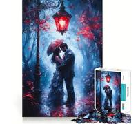Puzzle de 1000 pièces représentant Un Couple Romantique sous Un lampadaire, idéal pour Adultes Jeu de réflexion Anti-anxiété, pièce de Collection aux découpes soignées (38x26cm)
