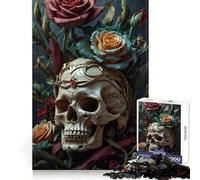 Puzzle de 1000 pièces représentant Un crâne avec Une Couronne et des Roses, idéal pour Les Adolescents Activité stimulante à Domicile, Bords précis, Cadeau Festif 38x26cm