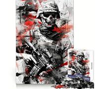Puzzle de 1000 pièces représentant Un crâne de Soldat, idéal pour Adultes Jeu de logique, Anti-Stress, découpe de précision, Cadeau Parfait pour Les fêtes (50x75cm)