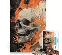 Puzzle de 1000 pièces représentant Un crâne en Flammes, idéal pour Les Adolescents et Les Jeux de réflexion Décoration Murale découpée avec précision, à Faire à la Maison 50x75cm
