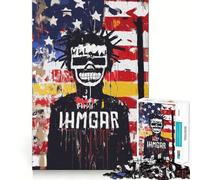 Puzzle de 1000 pièces représentant Un crâne et Le Drapeau américain,Style Graffiti,pour Adultes Jeu de réflexion et d'adresse de Haute précision,découpe à l'emporte-pièce,défi divertissant