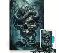 Puzzle de 1000 pièces représentant Un crâne et Un Serpent Antiques,idéal pour Les Adolescents Un Jeu de réflexion Amusant et sans accroc,Une façon captivante de Passer Le Temps (50x75cm)
