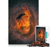 Puzzle de 1000 pièces représentant Un cratère volcanique vu du Ciel Jeu de Construction Focus Assemblage Parfait sans Espace Activité gratifiante pour Les Jours de Pluie (38x52cm)