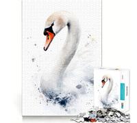 Puzzle de 1000 pièces représentant Un Cygne à l'aquarelle,idéal pour Les Adolescents Jeu de mémoire Amusant,Surface Lisse sans bavures,Cadeau d'anniversaire,Casse-tête (50x75cm)