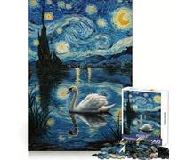 Puzzle de 1000 pièces représentant Un Cygne dans Un Tableau de Style Nuit étoilée, idéal pour Les Adultes Stimule la mémoire, Passe Un Moment agréable et Offre Un bel Objet d'art à Assembler 50x75cm