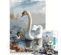 Puzzle de 1000 pièces représentant Un Cygne et la Nature, idéal pour Adultes Thème Paix et sérénité (50x75cm)
