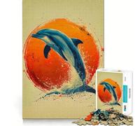 Puzzle de 1000 pièces représentant Un Dauphin à l'aquarelle,idéal pour Les Adolescents Activité ludique et stimulante pour développer la réflexion Taille Uniforme,pièces précises,détente Garantie