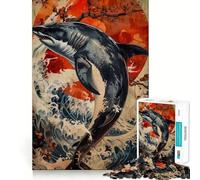 Puzzle de 1000 pièces représentant Un Dauphin à l'aquarelle Jeu de réflexion Stimulant Découpe Experte Artisanat Fascinant pour Les Moments de détente (38x26cm)