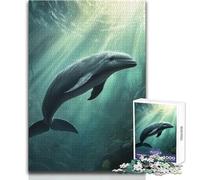 Puzzle de 1000 pièces représentant Un Dauphin et Un marsouin sous l'eau Jeu d'éveil et de découverte Cadeau Unique pour Les fêtes Dimensions 38x26cm