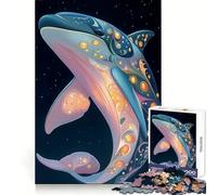 Puzzle de 1000 pièces représentant Un Dauphin orné dans l'espace, pour Adultes Développe la mémoire, détente et Plaisir Découpe Ferme Idée Cadeau pour Les fêtes (38x52cm)