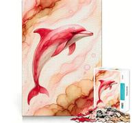 Puzzle de 1000 pièces représentant Un Dauphin Rose à l'aquarelle, idéal pour Les Adolescents Un Puzzle Relaxant et Amusant à Assembler, Un Cadeau touchant (50x75cm)