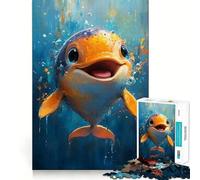 Puzzle de 1000 pièces représentant Un Dauphin Souriant, idéal pour Adultes, Jeu de logique et de Stimulation mentale, Anti-Stress, découpe Ferme, Cadeau Parfait 38x26cm