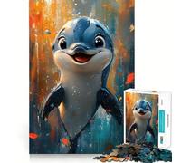 Puzzle de 1000 pièces représentant Un Dauphin Souriant, idéal pour Les Adolescents Jeu Intelligent, découpe précise, Cadeau de Saison 38x26cm