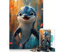 Puzzle de 1000 pièces représentant Un Dauphin Souriant, idéal pour Les Adolescents, pour développer Leurs capacités cognitives, activité à Domicile, Bords précis, Cadeau Festif 50x75cm