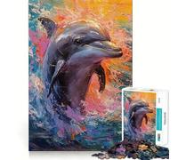 Puzzle de 1000 pièces représentant Un Dauphin sur Palette, idéal pour Adultes Jeu de logique Fine, détente et Finitions soignées Pièce d'art (38x26cm)