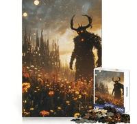 Puzzle de 1000 pièces représentant Un démon en Silhouette dans Un Champ, idéal pour Les Adolescents Jeu de logique et d'intérieur Bords précis Pièce de Collection Artistique 38x26cm