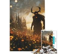 Puzzle de 1000 pièces représentant Un démon en Silhouette dans Un Champ idéal pour Un Anniversaire ou Noël Activités familiales Amusantes à partir de 14 Ans (38x26cm)