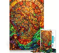 Puzzle de 1000 pièces représentant Un Dieu en vitrail, pour Adultes, défi cérébral, Objet de Collection à découper avec précision 38x26cm