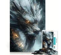 Puzzle de 1000 pièces représentant Un Dragon argenté, idéal pour Les Adolescents et Les Exercices de réflexion à Domicile Découpe précise, décoration Murale 38x52cm