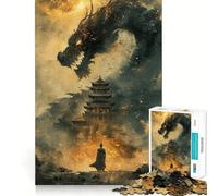 Puzzle de 1000 pièces représentant Un Dragon Chinois Ancien,idéal pour Adultes,Stimulant Mental grâce à sa découpe Laser pour Un Assemblage Parfait et Une activité ludique en Famille (38x26cm)