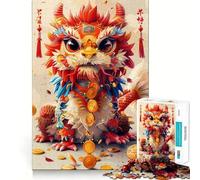Puzzle de 1000 pièces représentant Un Dragon Chinois Cartoon,Assemblage Parfait,Art Stimulant Le Cerveau,Jeu de détente,décoration Murale de Noël (38x52cm)