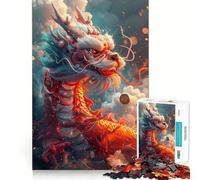 Puzzle de 1000 pièces représentant Un Dragon Chinois de Dessin animé,découpe Impeccable,Jeu de logique Amusant et Gratuit,activité d'anniversaire (50x75cm)