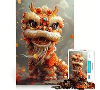 Puzzle de 1000 pièces représentant Un Dragon Chinois de Dessin animé,Finitions soignées,pour développer Ses capacités intellectuelles et se détendre Idée Cadeau de Noël (50x75cm)