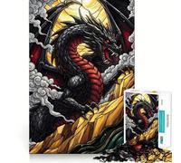 Puzzle de 1000 pièces représentant Un Dragon en vitrail, idéal pour Les Adolescents améliore la mémoire, se détend et s'amuse Un Cadeau Unique aux Bords Nets 50x75cm