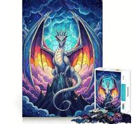 Puzzle de 1000 pièces représentant Un Dragon en vitrail sur Un Sommet montagneux, idéal pour Les Adolescents Stimule la mémoire, Offre Un Moment de détente et de Plaisir Idée Cadeau de Noël 38x26cm