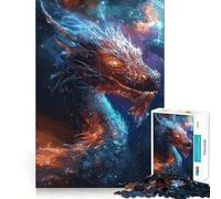 Puzzle de 1000 pièces représentant Un Dragon Fantastique Bleu,pièces Parfaitement ajustées,Jeu de Concentration Amusant,Moments de détente et de Plaisir,décoration de Noël (38x52cm)