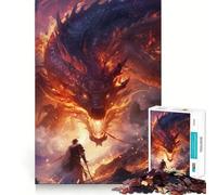 Puzzle de 1000 pièces représentant Un Dragon Guerrier,Art surréaliste,pour Adolescents Jeu de mémoire et Système de Verrouillage sécurisé,sans pièces détachées Idéal pour Les Voyages