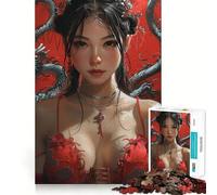 Puzzle de 1000 pièces représentant Un Dragon Mystique et Une Jeune Fille, idéal pour Les Adolescents Jeu de réflexion et de Loisirs de qualité supérieure Cadeau attentionné (38x26cm)