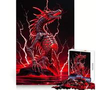 Puzzle de 1000 pièces représentant Un Dragon squelettique dans Un Orage Rouge, idéal pour Adultes Améliore la mémoire, Passe-Temps et Cadeau Parfait pour Les fêtes 38x52cm
