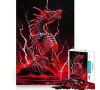 Puzzle de 1000 pièces représentant Un Dragon squelettique dans Un Orage Rouge, idéal pour Adultes Améliore la mémoire, Passe-Temps et Cadeau Parfait pour Les fêtes 38x52cm