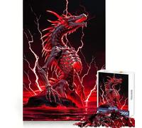Puzzle de 1000 pièces représentant Un Dragon squelettique dans Un Orage Rouge, idéal pour Adultes et Adolescents Jeu de réflexion et de Loisirs Bords précis Décoration Murale 50x75cm