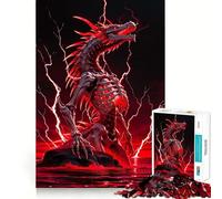 Puzzle de 1000 pièces représentant Un Dragon squelettique dans Un Orage Rouge, idéal pour Adultes et Adolescents Jeu de réflexion et de Loisirs Bords précis Décoration Murale 50x75cm