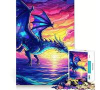 Puzzle de 1000 pièces représentant Un Dragon sur l'eau en vitrail, idéal pour Les Adolescents Jeu de logique Pure, Silencieux et aux Lignes épurées Décoration Murale 50x75cm